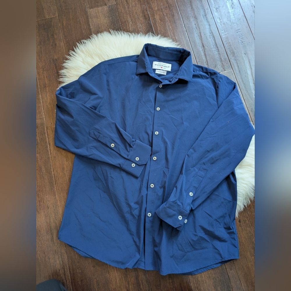 Mizzen+Main Navy Blue Leeward Collection Shirt XL X-Large Standard Fit